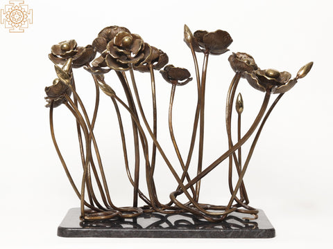 19" Bunch of Flowers and Buds on Granite Base