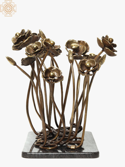 19" Bunch of Flowers and Buds on Granite Base