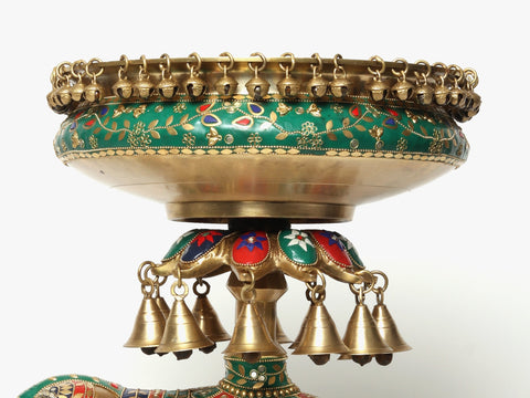 20" Inlay Urli with Bells on Royal Elephant
