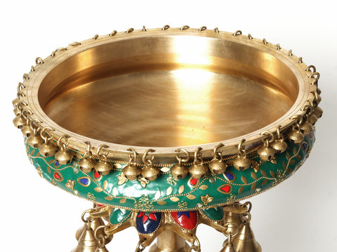 20" Inlay Urli with Bells on Royal Elephant