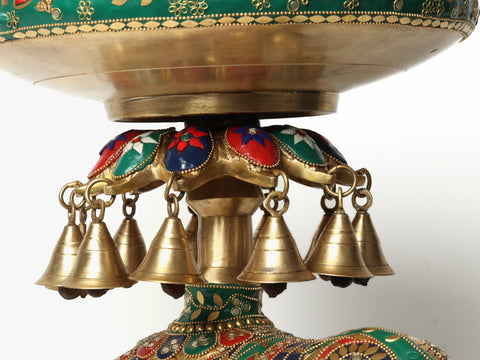 20" Inlay Urli with Bells on Royal Elephant