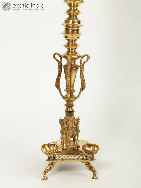 48" Large Superfine Multi Wicks Peacock Lamp on Elephant Back