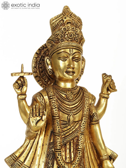 18" Standing Lord Vishnu and Devi Lakshmi Brass Statue | Made In India