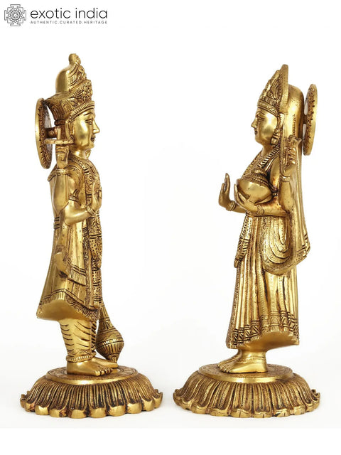 18" Standing Lord Vishnu and Devi Lakshmi Brass Statue | Made In India