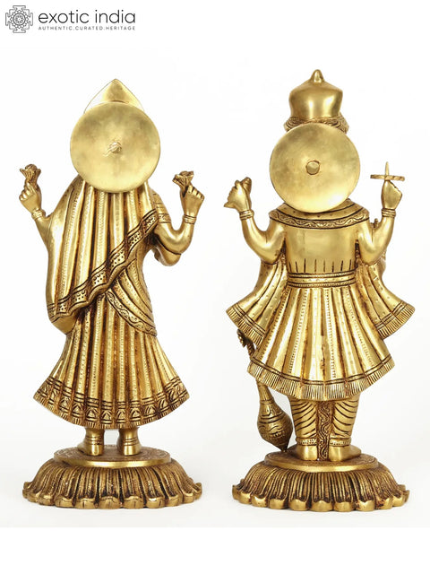 18" Standing Lord Vishnu and Devi Lakshmi Brass Statue | Made In India