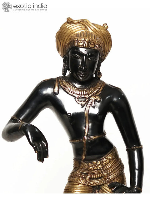 22" Black and Golden Vrisha-Vahana Shiva | Brass Statue