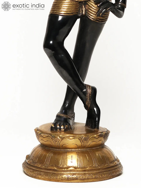 22" Black and Golden Vrisha-Vahana Shiva | Brass Statue