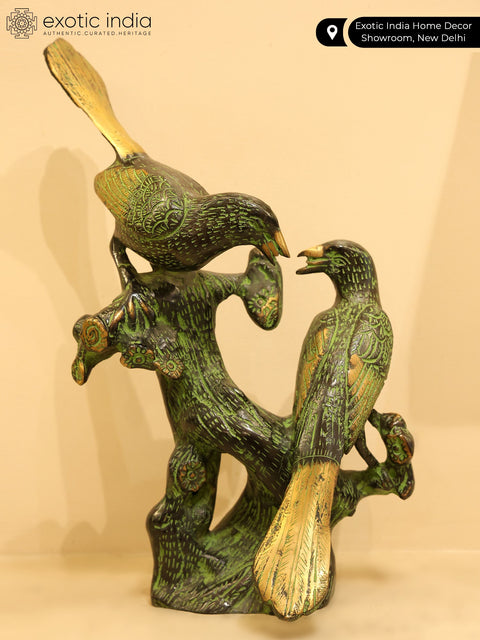 12" Love Birds Seated on Branch | Home Decor