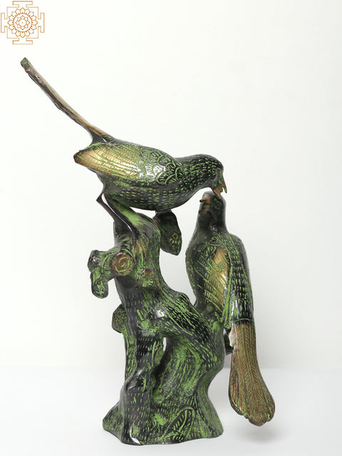 12" Love Birds Seated on Branch | Home Decor