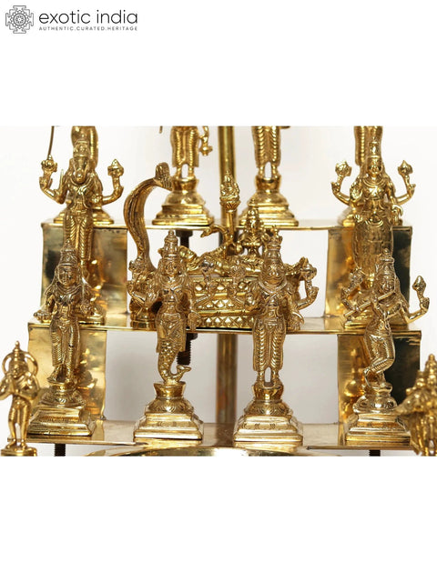 19" Brass Vishnu Dashavatar Oil Lamp