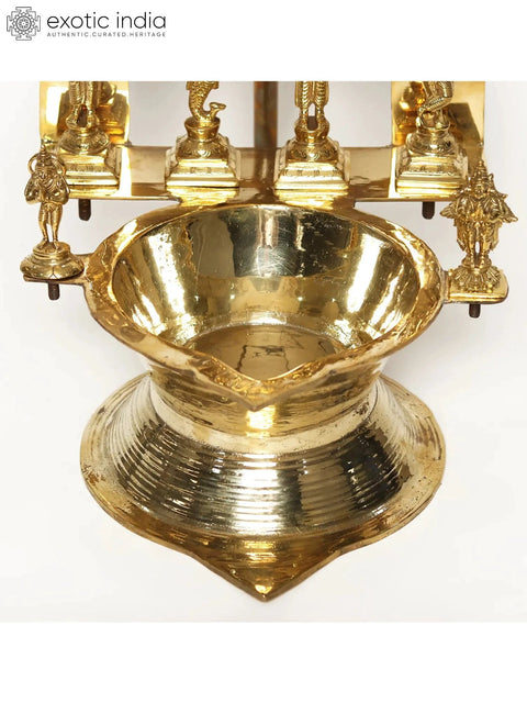 19" Brass Vishnu Dashavatar Oil Lamp