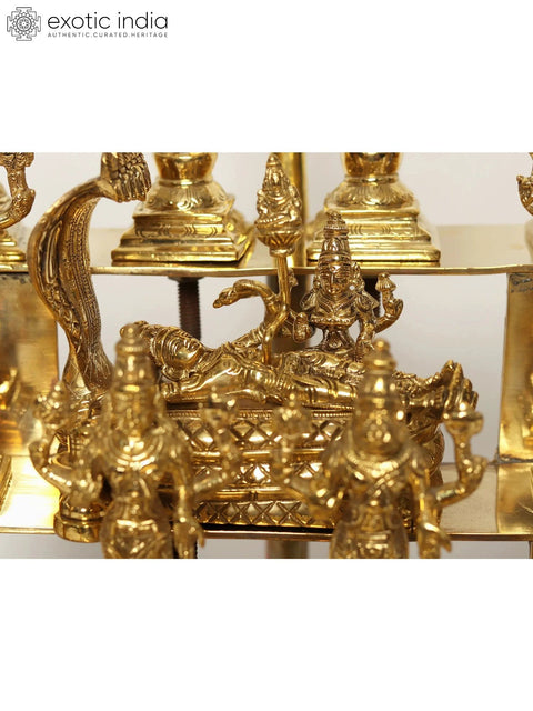 19" Brass Vishnu Dashavatar Oil Lamp