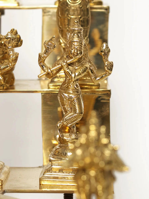 19" Brass Vishnu Dashavatar Oil Lamp