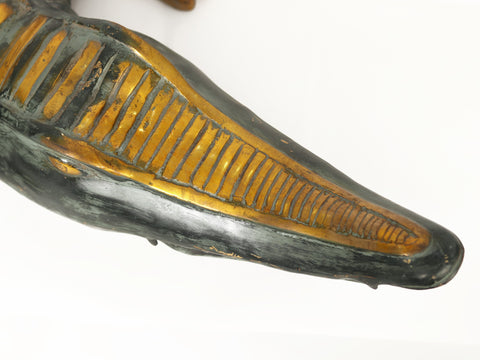 44" Large Crocodile Figurine | Brass Makara Statue