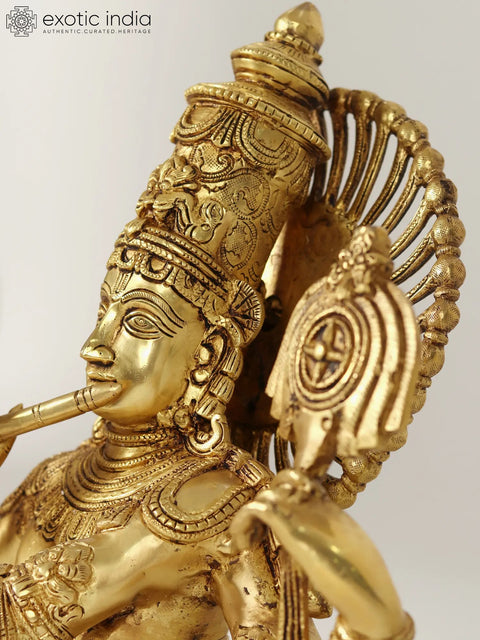 15" Chaturbhuja Venugopal Brass Statue (Krishna) Bust
