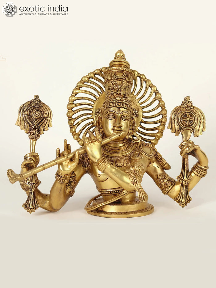 15" Chaturbhuja Venugopal Handmade Brass Statue