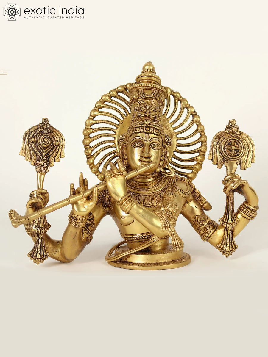 15" Chaturbhuja Venugopal Handmade Brass Statue