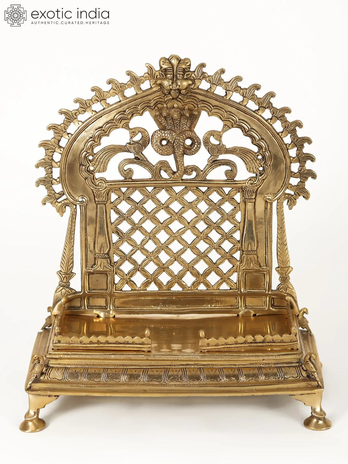 13" Kirtimukha Throne Brass Statue for Deity Worship
