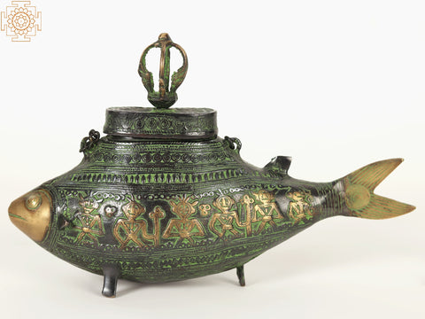 8" Fish Shape Decorative Box/Container in Brass