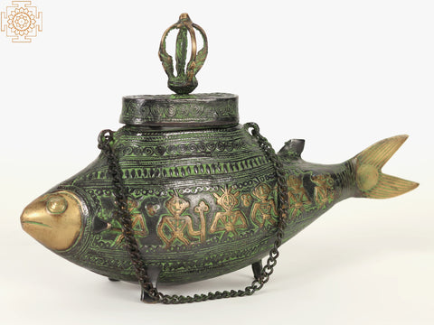 8" Fish Shape Decorative Box/Container in Brass