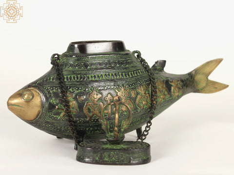 8" Fish Shape Decorative Box/Container in Brass