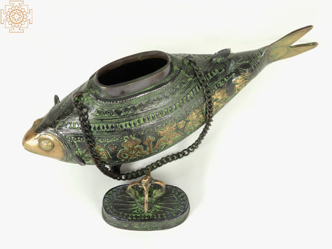 8" Fish Shape Decorative Box/Container in Brass