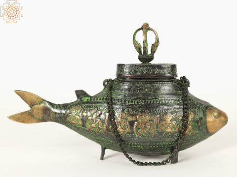 8" Fish Shape Decorative Box/Container in Brass