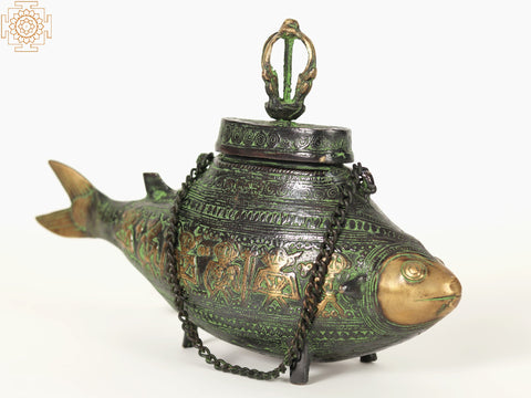 8" Fish Shape Decorative Box/Container in Brass