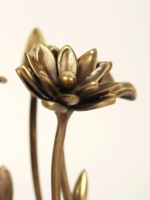 11" Flowers and Buds Bunch with Wooden Base | Home Decor