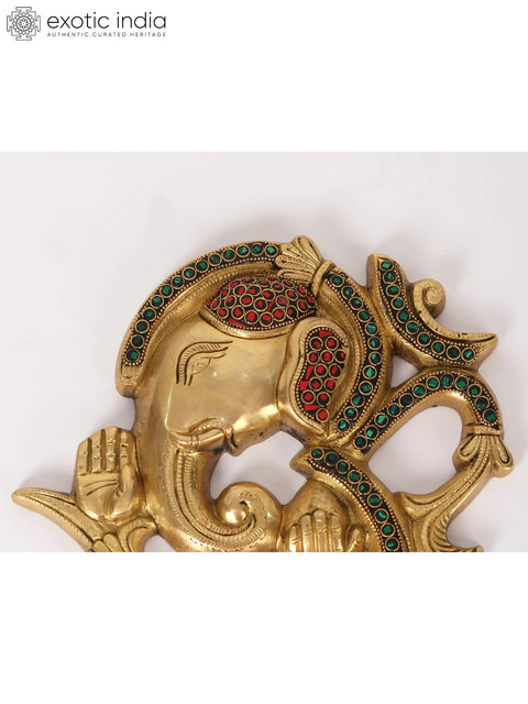 OM Lord Ganesha Face with Inlay Work | Wall Hanging