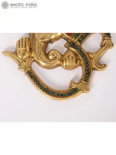 OM Lord Ganesha Face with Inlay Work | Wall Hanging