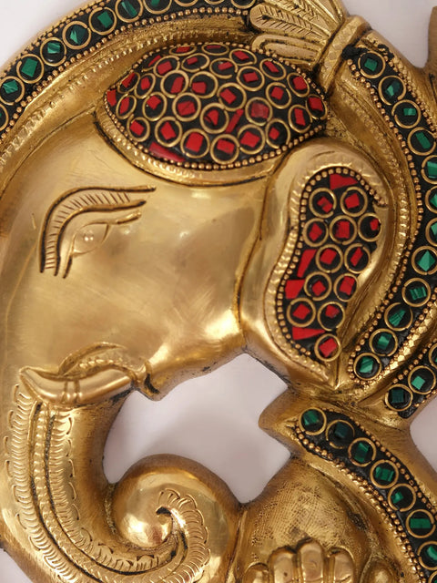 OM Lord Ganesha Face with Inlay Work | Wall Hanging