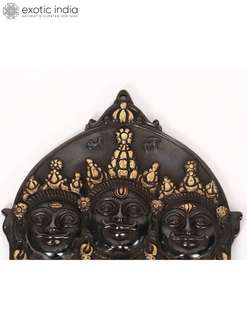 Brass Bhagwan Brahma Vishnu Mahesh Statue - Trimurti Wall Hanging