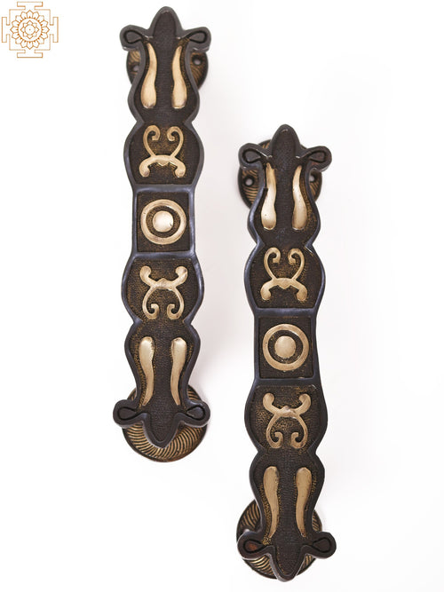 17" Brass Designer Door Handle Pair for Home Decor