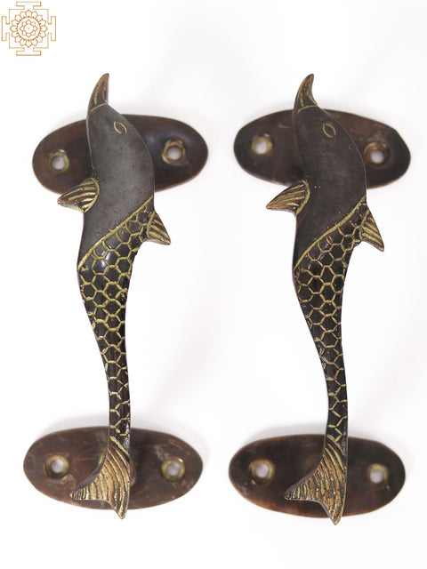 Pair of Brass Dolphin Door Handle