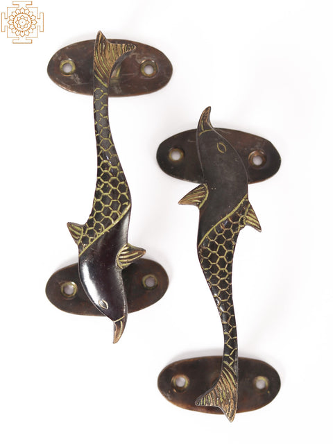 Pair of Brass Dolphin Door Handle