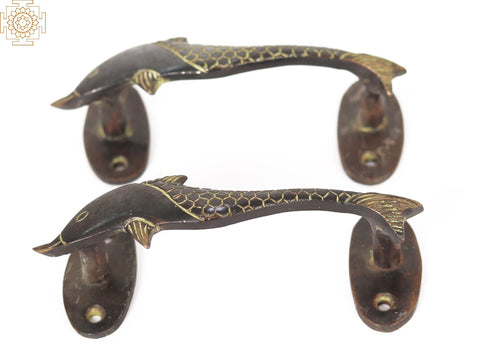 Pair of Brass Dolphin Door Handle