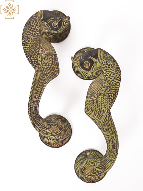 8" Pair of Brass Parrot Door Handle