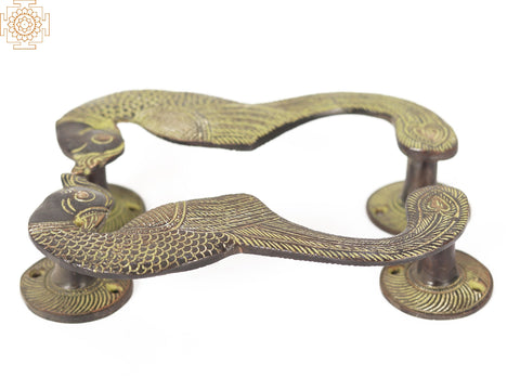 8" Pair of Brass Parrot Door Handle