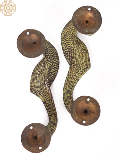 8" Pair of Brass Parrot Door Handle