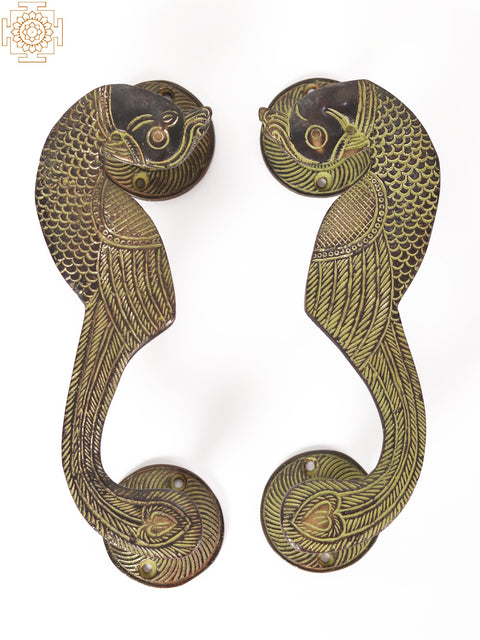 8" Pair of Brass Parrot Door Handle