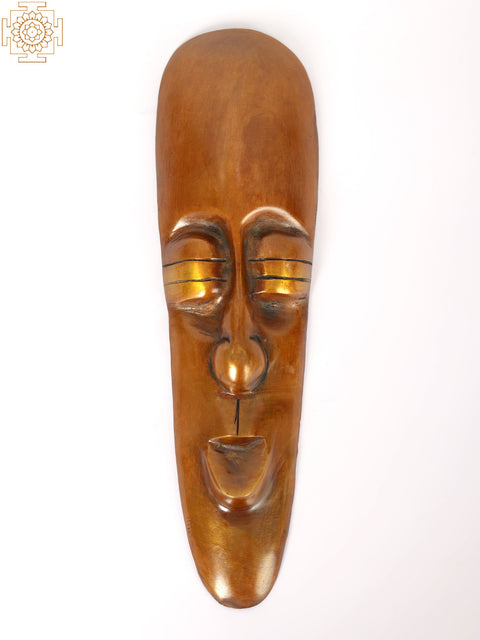 9" Brass Tribal Male and Female Faces Wall Hanging