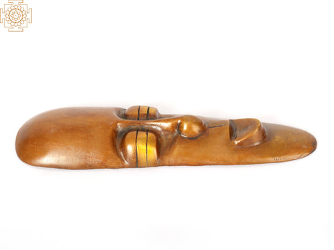 9" Brass Tribal Male and Female Faces Wall Hanging