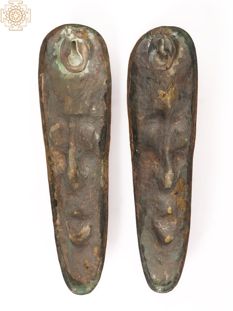 9" Brass Tribal Male and Female Faces Wall Hanging