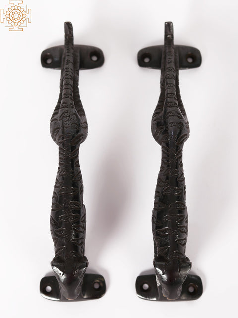 7" Pair of Wild Tiger Shape Door Handle in Brass