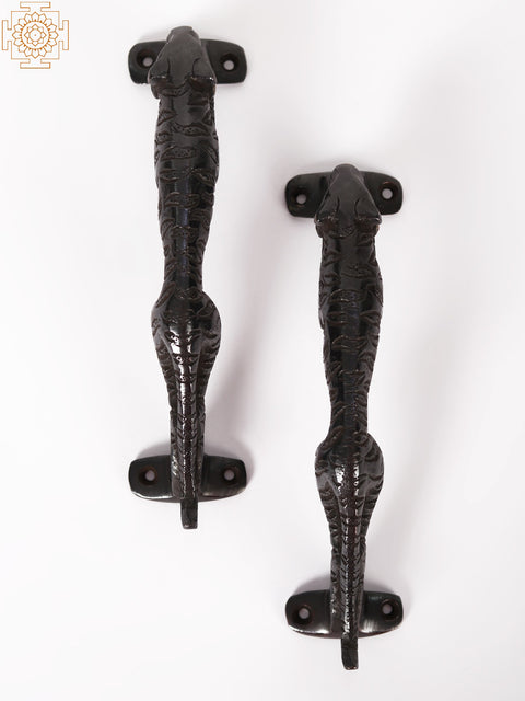 7" Pair of Wild Tiger Shape Door Handle in Brass
