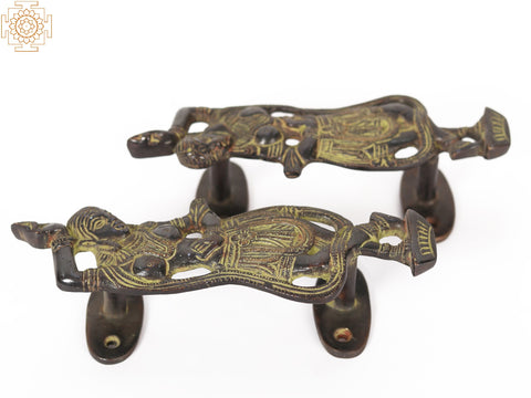 6" Pair of Dancing Lady Door Handle/Puller in Brass