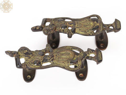 6" Pair of Dancing Lady Door Handle/Puller in Brass