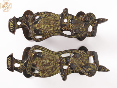 6" Pair of Dancing Lady Door Handle/Puller in Brass