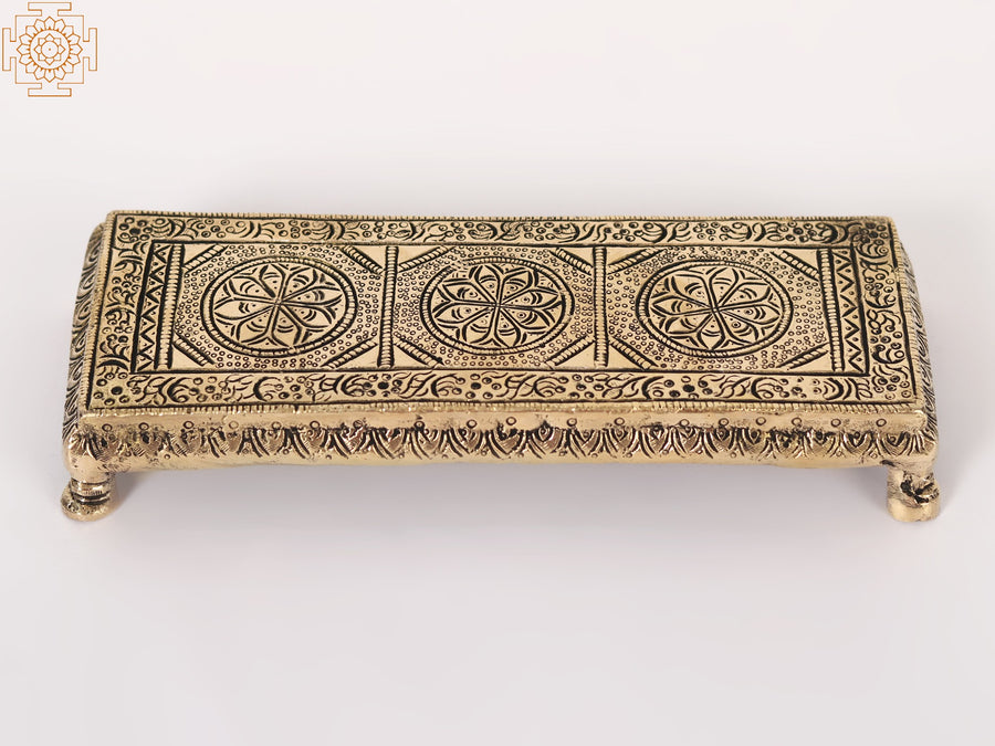 8" Brass Rectangular Pedestal for Home Decor